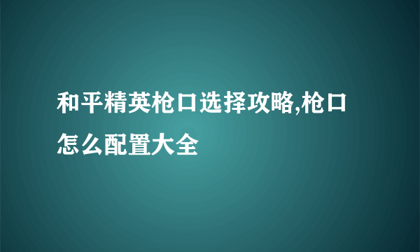 和平精英枪口选择攻略,枪口怎么配置大全