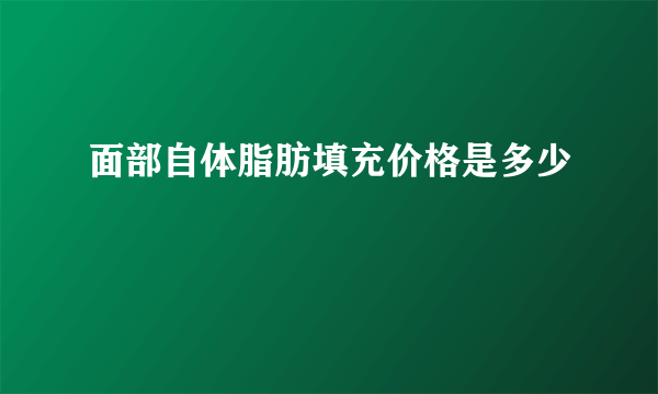 面部自体脂肪填充价格是多少