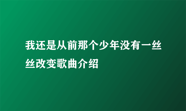 我还是从前那个少年没有一丝丝改变歌曲介绍