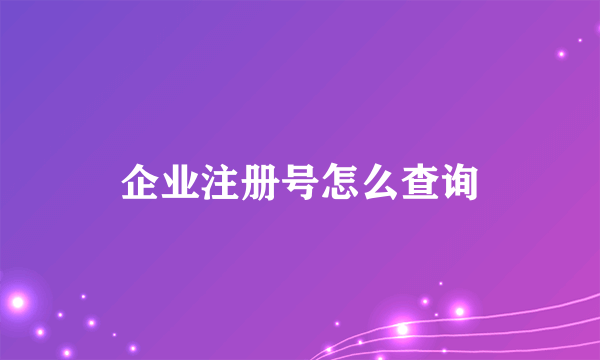 企业注册号怎么查询