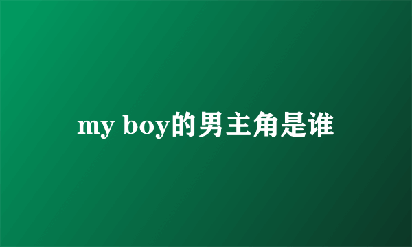 my boy的男主角是谁