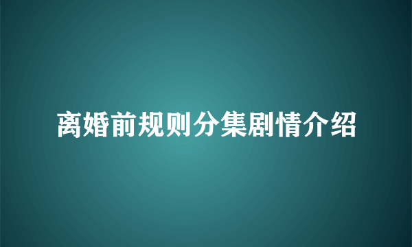 离婚前规则分集剧情介绍