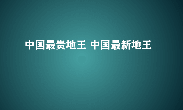 中国最贵地王 中国最新地王