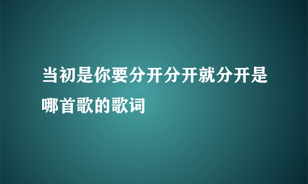 当初是你要分开分开就分开是哪首歌的歌词