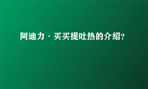 阿迪力·买买提吐热的介绍？