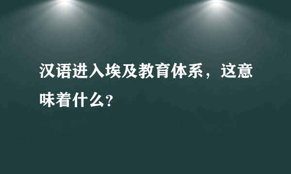 汉语进入埃及教育体系，这意味着什么？