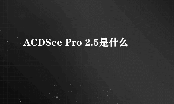 ACDSee Pro 2.5是什么