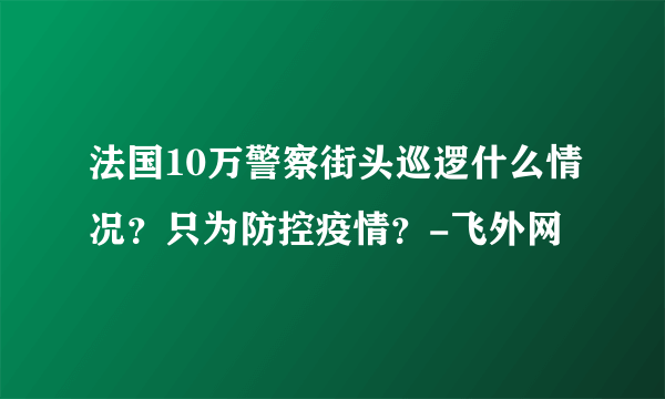 法国10万警察街头巡逻什么情况？只为防控疫情？-飞外网