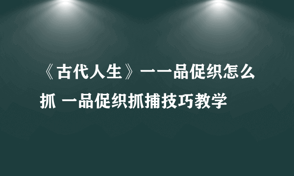 《古代人生》一一品促织怎么抓 一品促织抓捕技巧教学