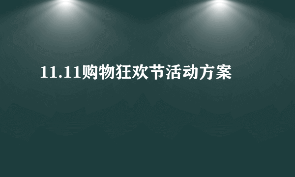 11.11购物狂欢节活动方案