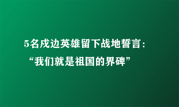 5名戍边英雄留下战地誓言：“我们就是祖国的界碑”