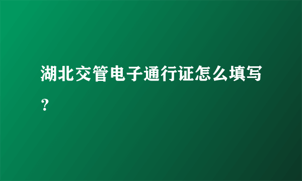 湖北交管电子通行证怎么填写？