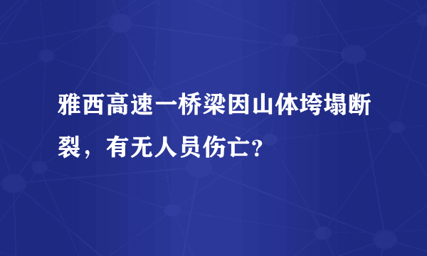 雅西高速一桥梁因山体垮塌断裂，有无人员伤亡？