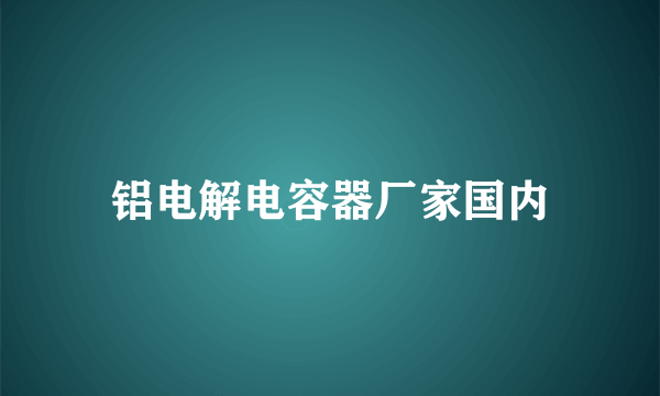 铝电解电容器厂家国内