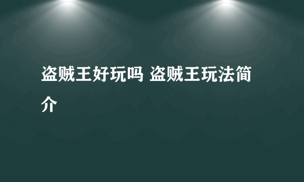 盗贼王好玩吗 盗贼王玩法简介