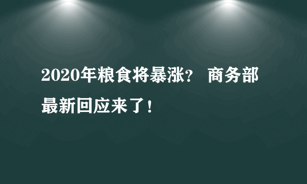 2020年粮食将暴涨？ 商务部最新回应来了！