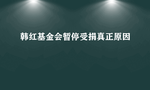 韩红基金会暂停受捐真正原因