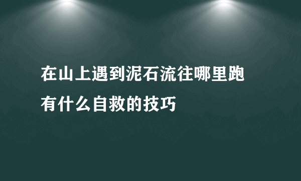 在山上遇到泥石流往哪里跑 有什么自救的技巧