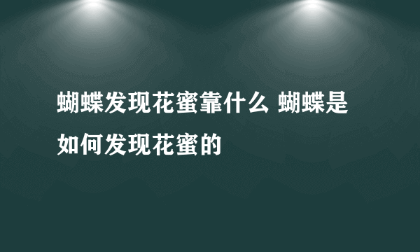 蝴蝶发现花蜜靠什么 蝴蝶是如何发现花蜜的