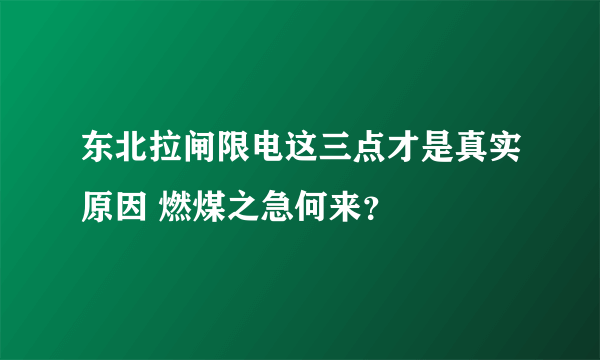 东北拉闸限电这三点才是真实原因 燃煤之急何来？