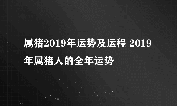 属猪2019年运势及运程 2019年属猪人的全年运势