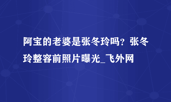 阿宝的老婆是张冬玲吗？张冬玲整容前照片曝光_飞外网