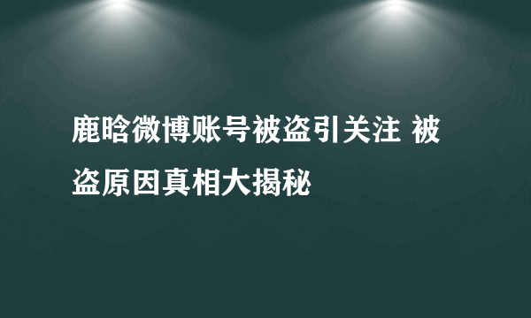 鹿晗微博账号被盗引关注 被盗原因真相大揭秘