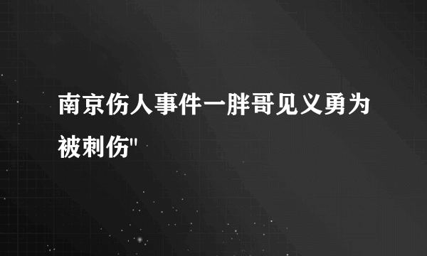 南京伤人事件一胖哥见义勇为被刺伤