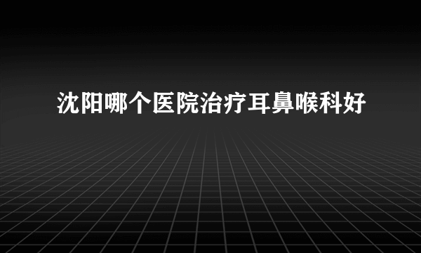 沈阳哪个医院治疗耳鼻喉科好