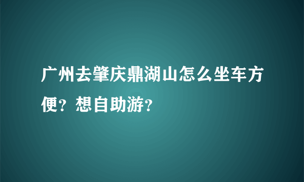 广州去肇庆鼎湖山怎么坐车方便？想自助游？