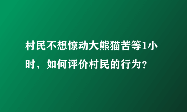 村民不想惊动大熊猫苦等1小时，如何评价村民的行为？