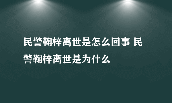 民警鞠梓离世是怎么回事 民警鞠梓离世是为什么