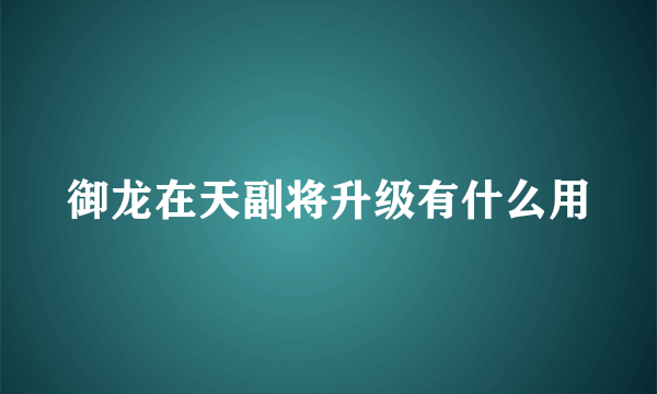 御龙在天副将升级有什么用