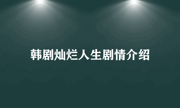 韩剧灿烂人生剧情介绍