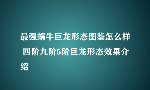 最强蜗牛巨龙形态图鉴怎么样 四阶九阶5阶巨龙形态效果介绍