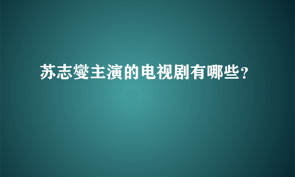 苏志燮主演的电视剧有哪些？