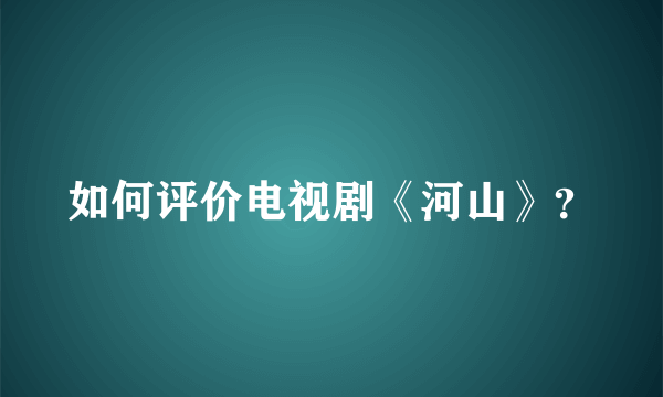 如何评价电视剧《河山》？