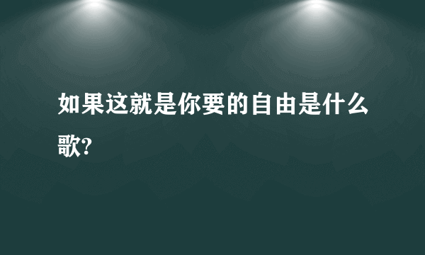 如果这就是你要的自由是什么歌?