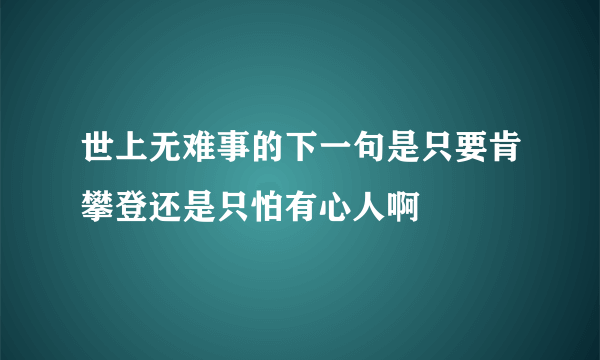 世上无难事的下一句是只要肯攀登还是只怕有心人啊