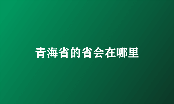 青海省的省会在哪里