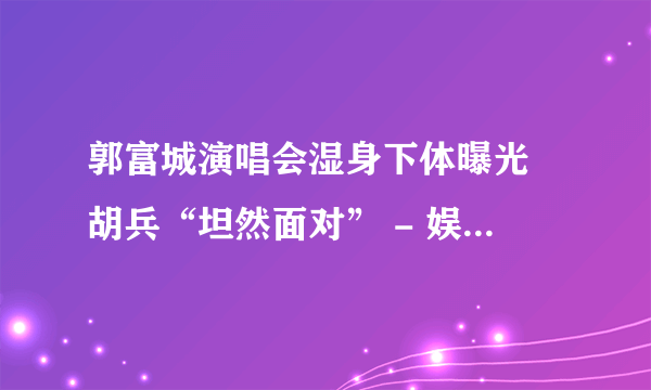 郭富城演唱会湿身下体曝光 胡兵“坦然面对” - 娱乐新闻 -飞外网