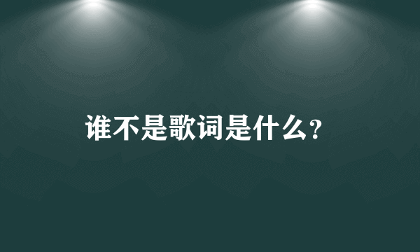 谁不是歌词是什么？