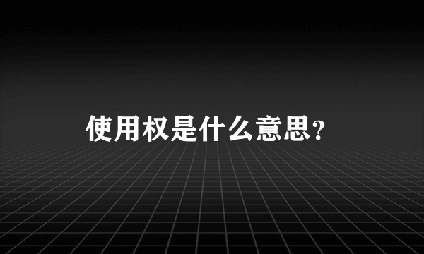 使用权是什么意思？