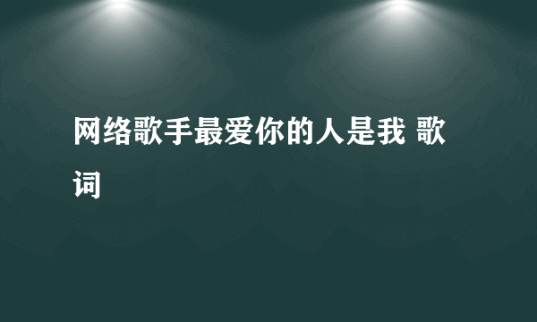 网络歌手最爱你的人是我 歌词