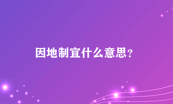 因地制宜什么意思？