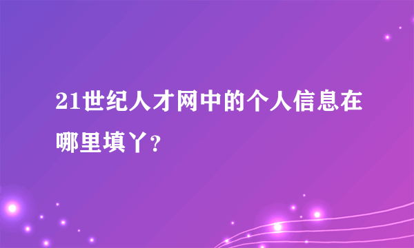 21世纪人才网中的个人信息在哪里填丫？