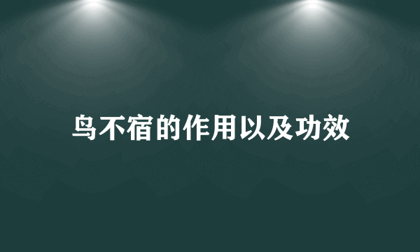 鸟不宿的作用以及功效