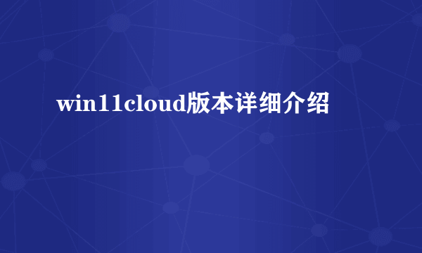 win11cloud版本详细介绍