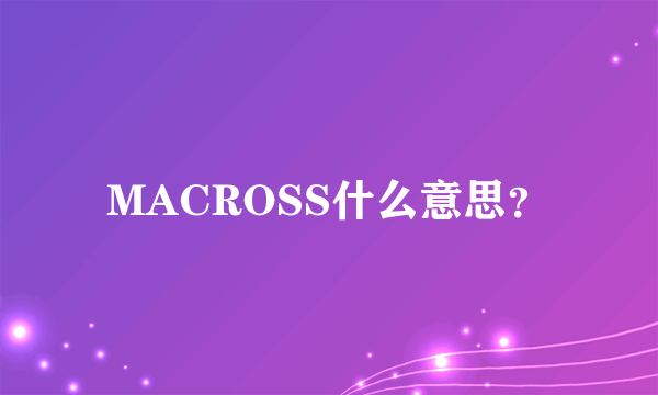 MACROSS什么意思？