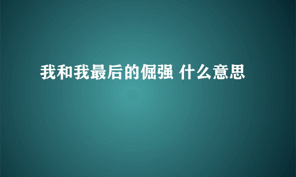 我和我最后的倔强 什么意思